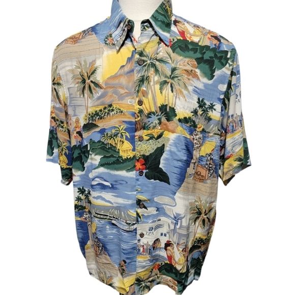 Rey Spooner Luau Hawaiian Short Sleeve Shirt Size XL Rayon tropical Cruisewear - Picture 2 of 12